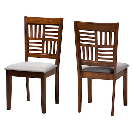 Baxton Studio Deanna Modern Grey Fabric and Walnut Brown Finished Wood 2-Piece Dining Chair Set, PR 232-2PC-13185-ZORO